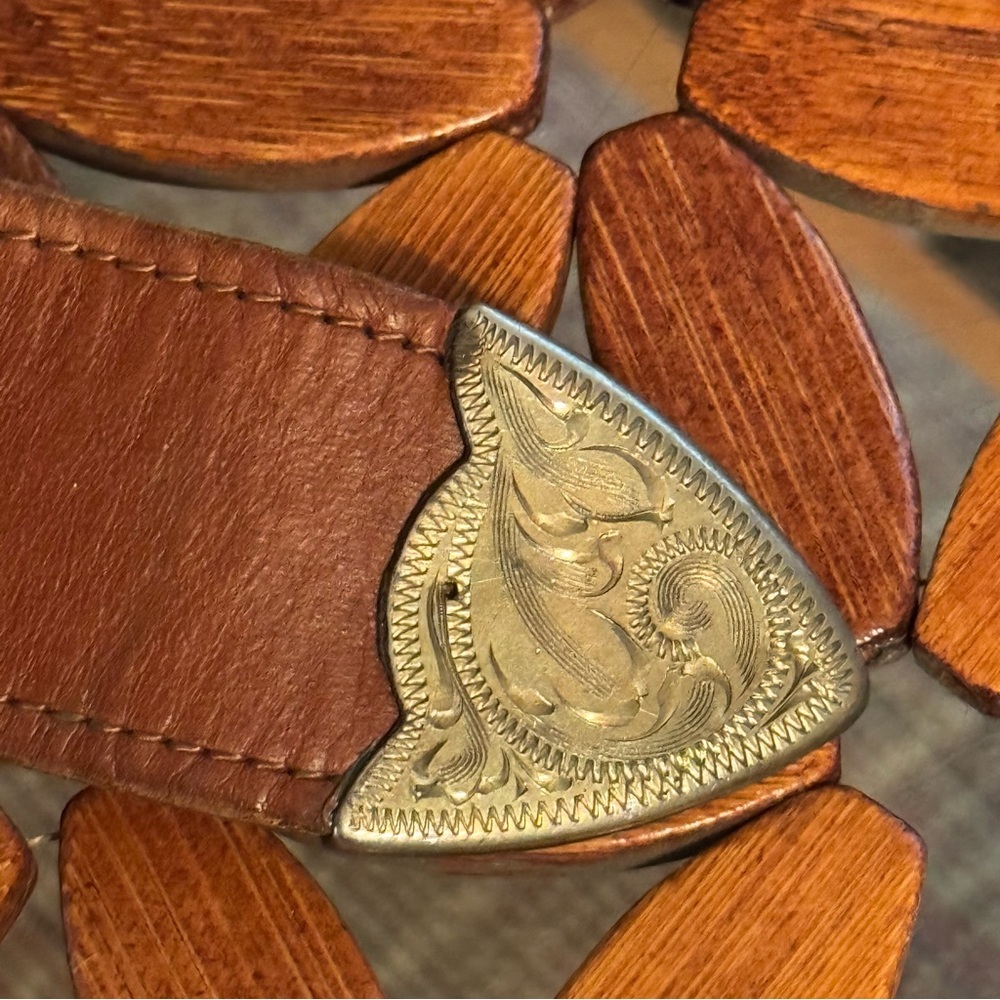 Vintage Moroccan Brown Leather Belt with Silver Large Concho Boho Accents 28.5" - Picture 7 of 16
